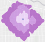Travel times within a 5-, 10-, and 15-minute drive from a point Travel times within a 5-, 10-, and 15-minute drive from a point