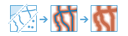 Three-part diagram with highlighted line features Three-part diagram with highlighted line features