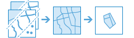 Three-part diagram that combines layers to produce masked results Three-part diagram that combines layers to produce masked results